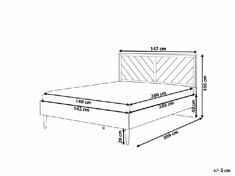 Manželská posteľ 140 cm MILLET (s roštom a LED osvetlením) (tmavé drevo)