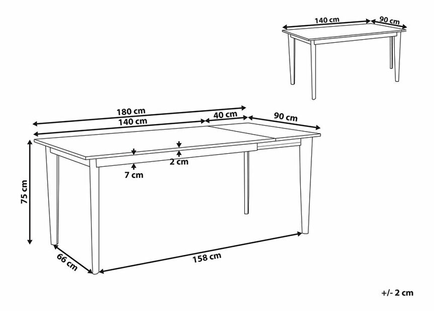 Jedálenský rozkladací stôl 140-180x90 cm Sanjuana (biela)