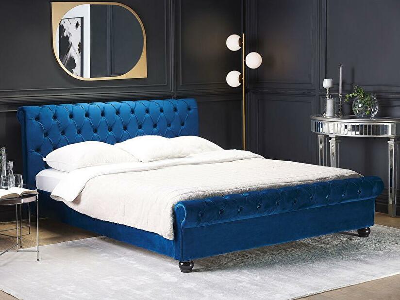 Manželská posteľ 180 cm ARCHON (s roštom) (modrá)