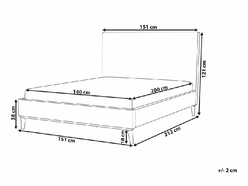 Manželská posteľ 140 cm BARON (s roštom) (svetlosivá)