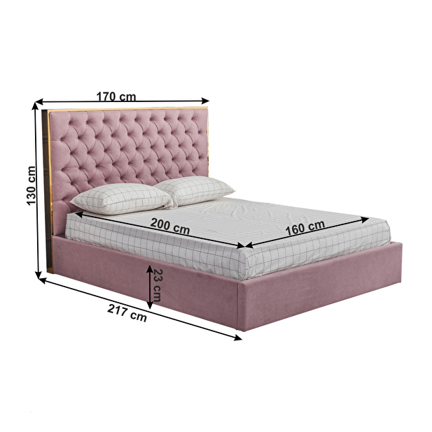 Manželská posteľ 160 cm Nadina (s roštom) (staroružová) *výpredaj