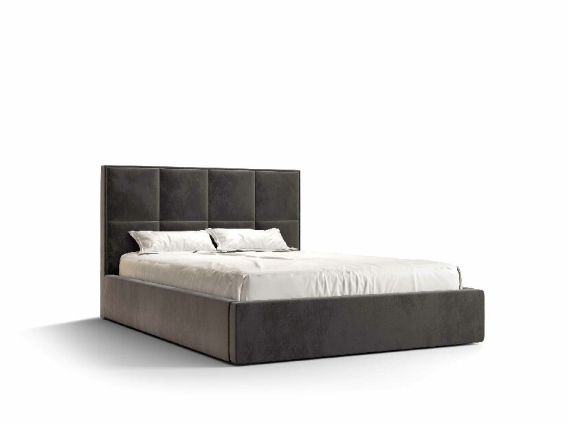 Manželská posteľ 140 cm Gino (tmavosivá) (s roštom a úložným priestorom)