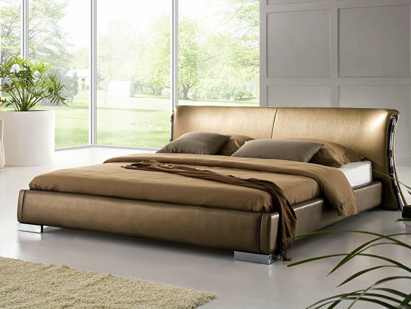 Manželská posteľ 180 cm PARNAS (s roštom) (zlatá) *výpredaj