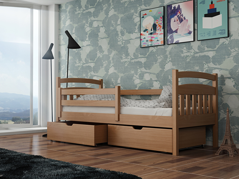 Detská posteľ 90 x 200 cm Susy (s roštom a úl. priestorom) (buk)