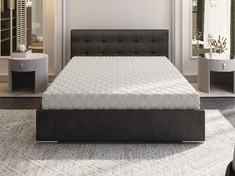 Manželská posteľ 180 cm Hermila (čierna) (s roštom a úložným priestorom)