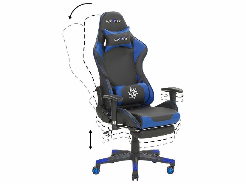 Kancelárska stolička VITTORE (syntetická koža) (čierna + modrá)