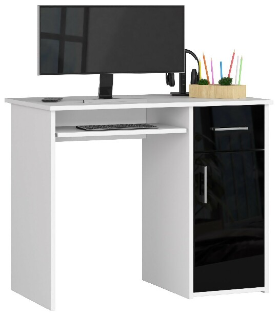 PC stolík Padma (biela + čierny lesk)