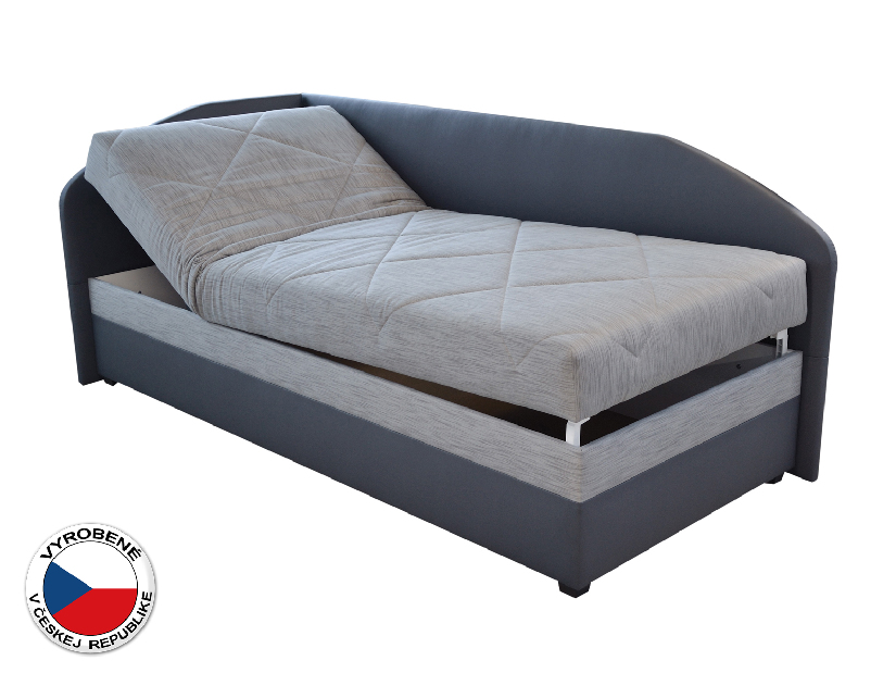 Jednolôžková posteľ (váľanda) 90 cm Blanár Turi (svetlosivá + tmavosivá) (s roštom a matracom) (L)