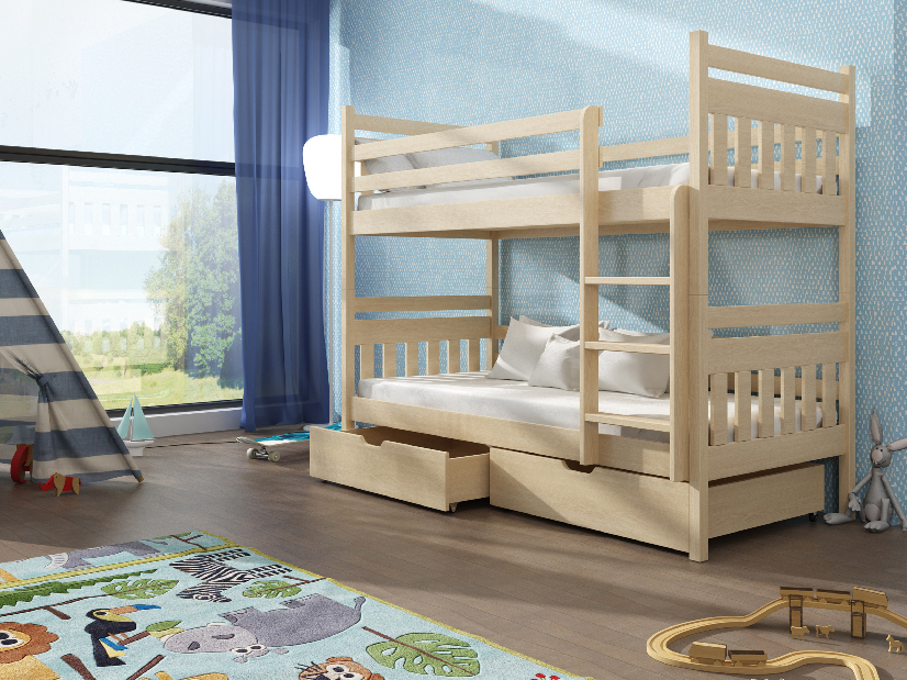 Detská posteľ 90 x 190 cm ARAS (s roštom a úl. priestorom) (borovica)