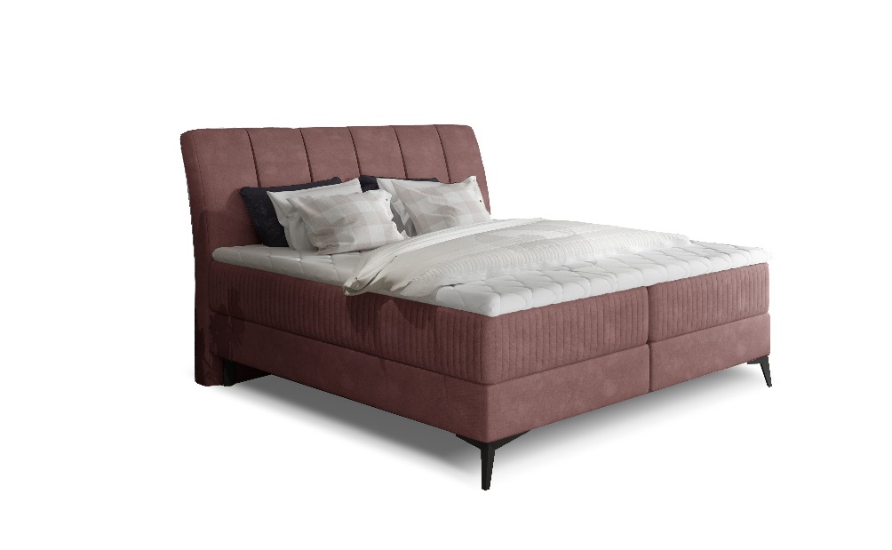 Kontinentálna posteľ 140 cm Alberto (tmavoružová) (s matracmi)