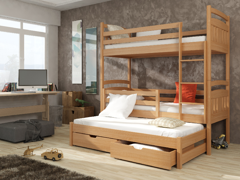 Detská posteľ 80 x 180 cm IVA (s roštom a úl. priestorom) (buk)