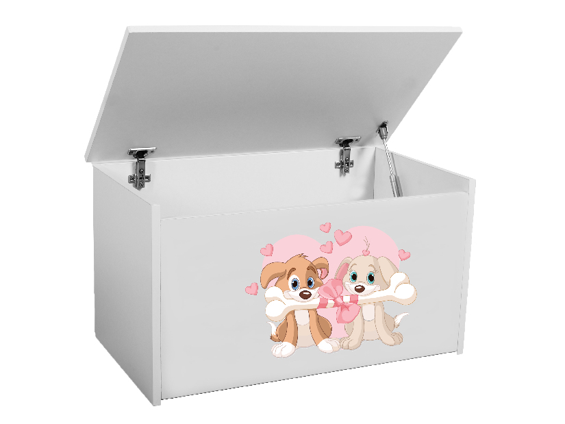 Úložný box pre deti Davina (biela + šteniatka)