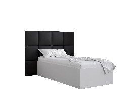 Jednolôžková posteľ s čalúneným čelom 90 cm Brittany 4 (biela matná + čierna) (s roštom)