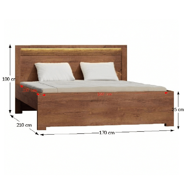 Manželská posteľ 160 cm Inneas (jaseň svetlý) (s roštom)