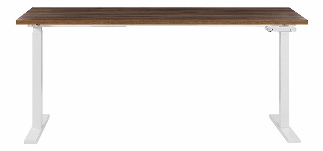 Písací stôl DESIRA II (180x80 cm) (hnedá + biela) (manuálne nastaviteľný)