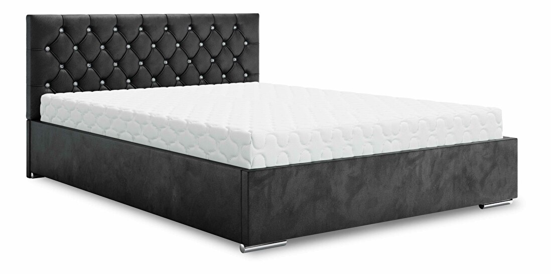 Manželská posteľ 160 cm Kerry (čierna) (s roštom a úložným priestorom)