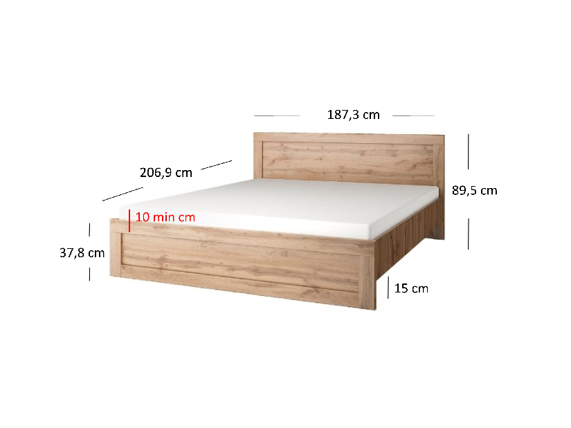 Manželská posteľ 180 cm Mirella (dub wotan) (s roštom)