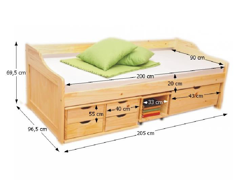 Jednolôžková posteľ 90 cm Maxi (masív, s roštom) *výpredaj