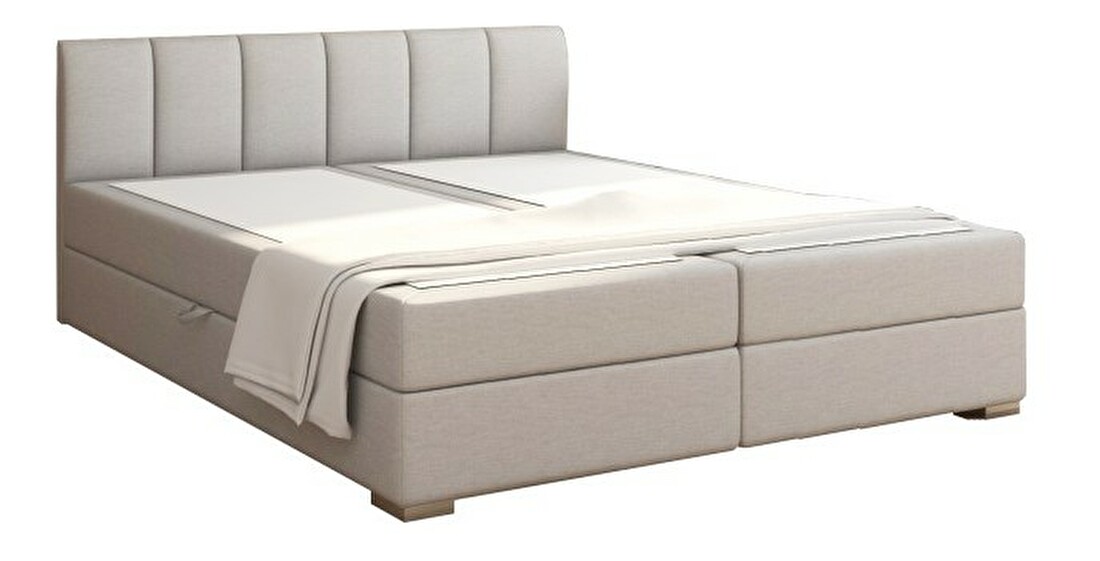 Manželská posteľ Boxspring 180 cm Riana (svetlosivá) (s roštom, matracom a úl. priestorom) *bazár