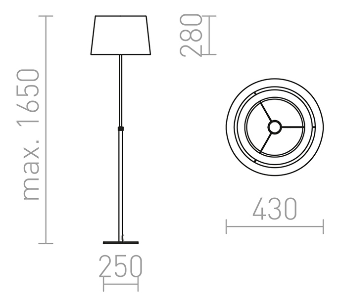 Stojanová lampa Esplanade 230V E27 42W (čierna + biela + chróm)