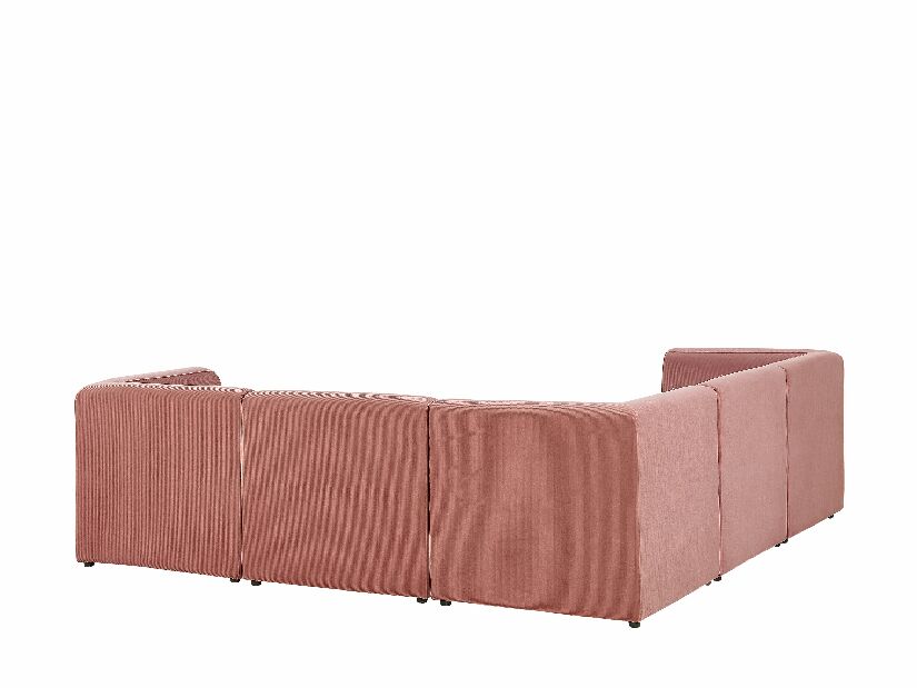 Rohová sedačka LEMMIS (ružová) (pre 5 osôb) (s taburetkou) (menčester) (L)