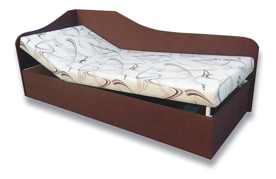 Jednolôžková posteľ (váľanda) 80 cm Abigail (Sand 10 + Tmavohnedá 40) (L)