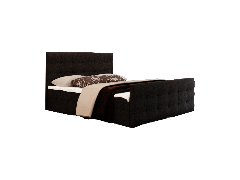 Manželská posteľ Boxspring 140 cm Milagros Comfort 2 (čierna) (s matracom a úložným priestorom)