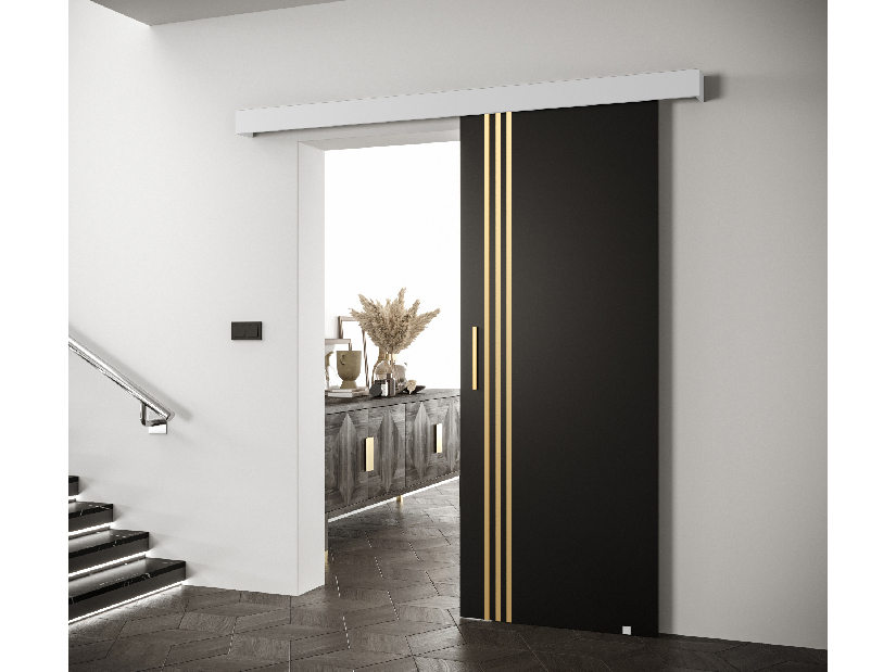 Posuvné dvere 90 cm Sharlene VI (čierna matná + biela matná + zlatá)