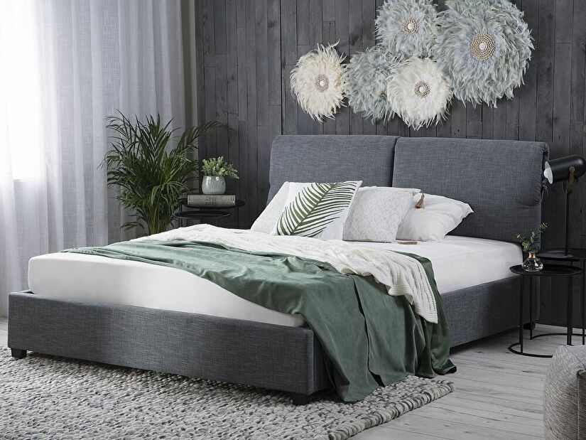 Manželská vodná posteľ 160 cm Blas (sivá) (s roštom a matracom)