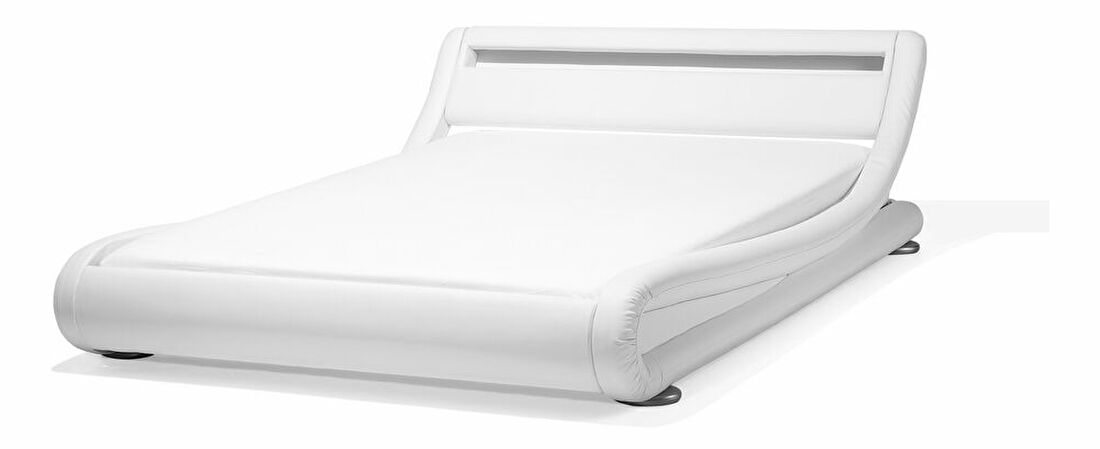 Manželská posteľ 140 cm AVENUE (s roštom a LED osvetlením) (biela) *výpredaj