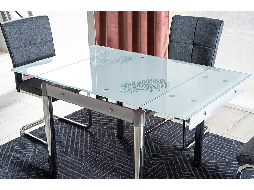 Rozkladací jedálenský stôl 80-131 cm Gerardo (biela + chrómová) (pre 4 až 6 osôb)
