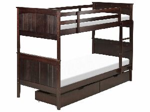 Poschodová posteľ 90 cm Alf (tmavé drevo) (s roštom a úložným priestorom)