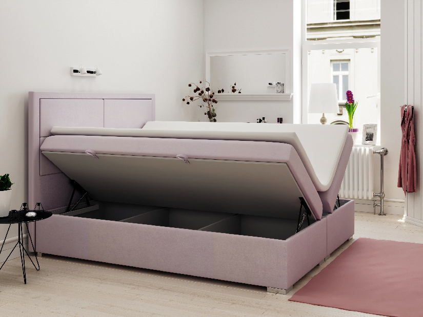 Kontinentálna posteľ 160 cm Menorra (ružová) (s úložným priestorom)