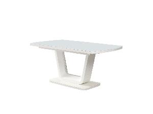 Rozkladací jedálenský stôl 160 OLAF (biely lesk) (pre 6-8 osôb)