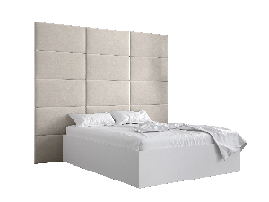 Manželská posteľ s čalúneným čelom 160 cm Brittany 1 (biela matná + krémová) (s roštom)