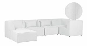 Rohová sedacia súprava s taburetkou Lemia (biely krém) (L)