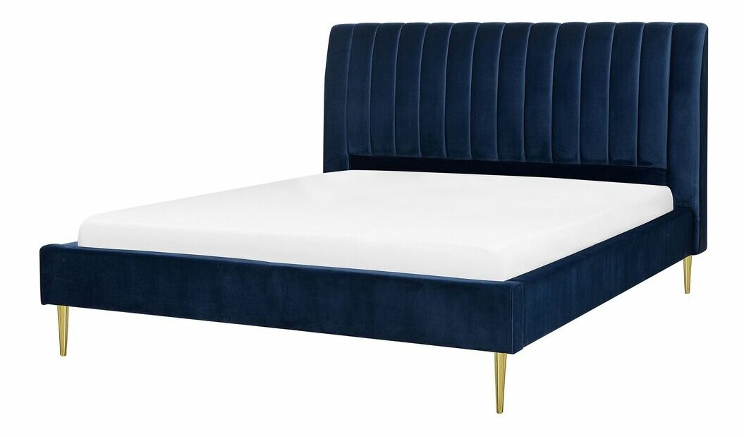 Manželská posteľ 160 cm MASALA (s roštom) (modrá)