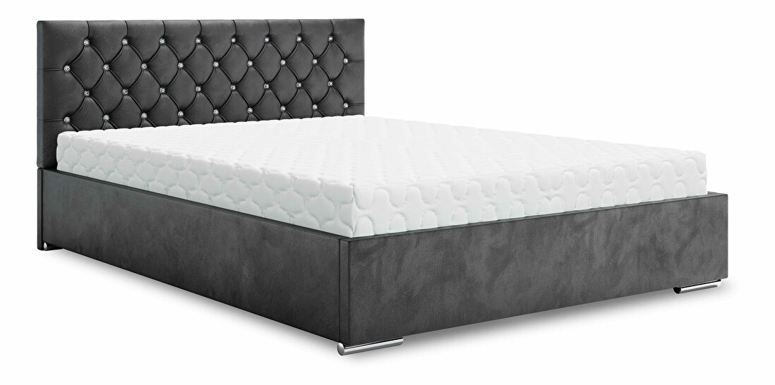 Manželská posteľ 140 cm Kerry (tmavosivá) (s roštom a úložným priestorom)