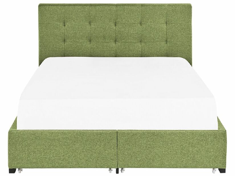 Manželská posteľ 140 cm Rhiannon (zelená) (s roštom a úložným priestorom)