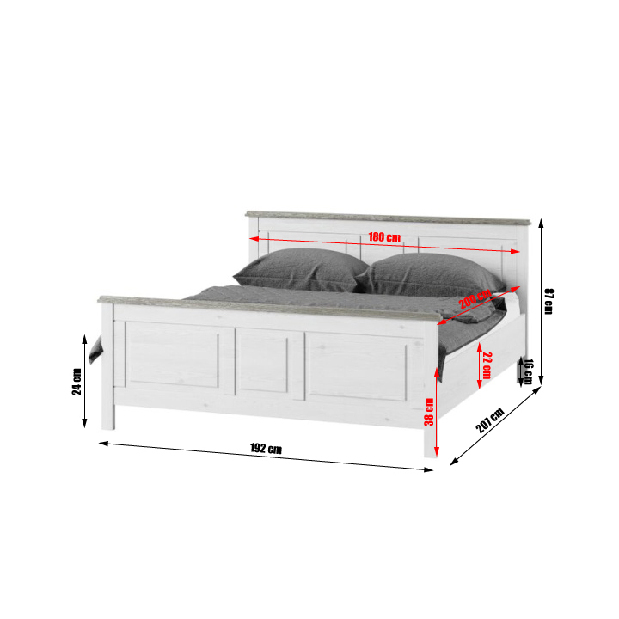 Manželská posteľ 180 cm Lunete LM18
