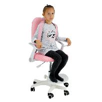 Detská rastúca stolička s podnožou a trakmi Aureola (ružová + biela)