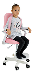 Detská rastúca stolička s podnožou a trakmi Aureola (ružová + biela)