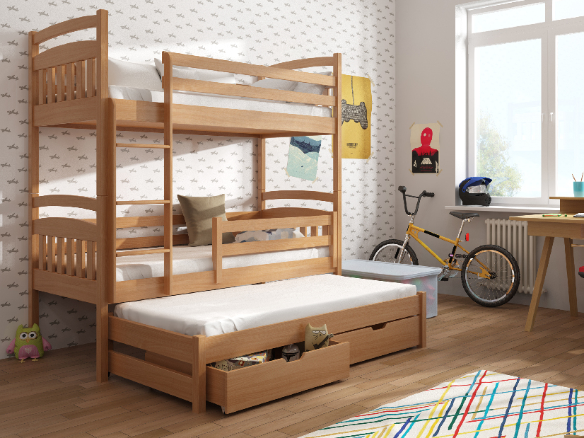 Detská posteľ 90 x 190 cm ANIE (s roštom a úl. priestorom) (buk)