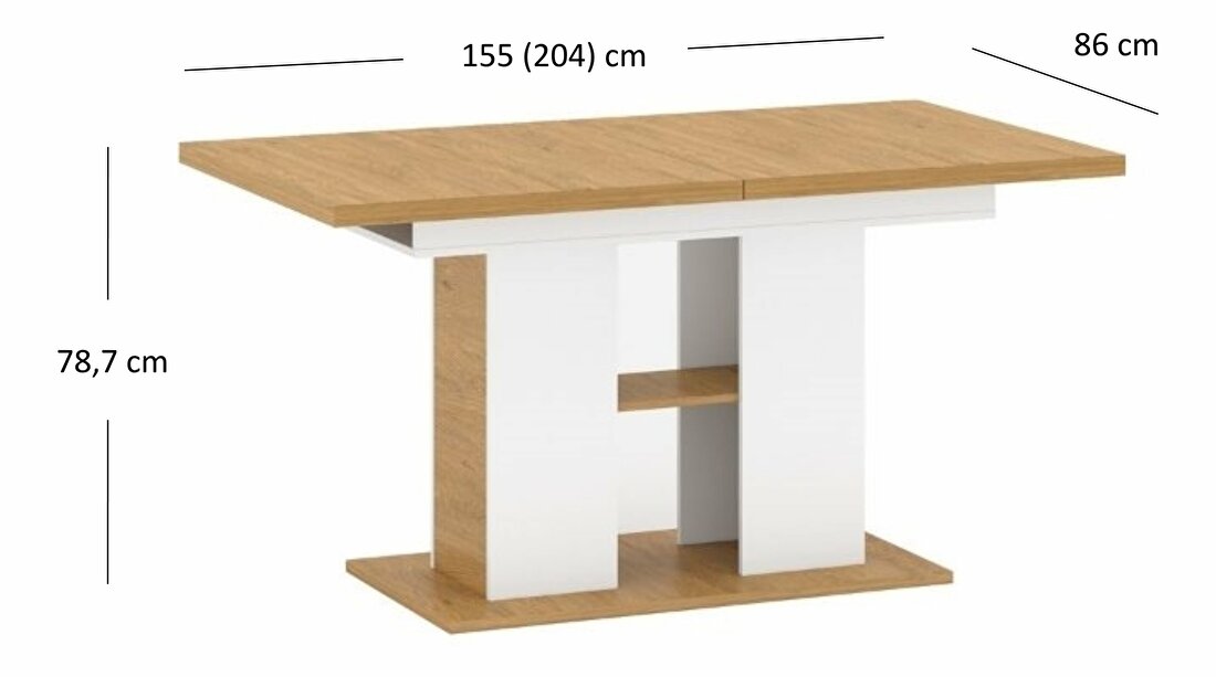 Rozkladací jedálenský stôl Andre (biela matná) (pre 6 až 8 osôb)