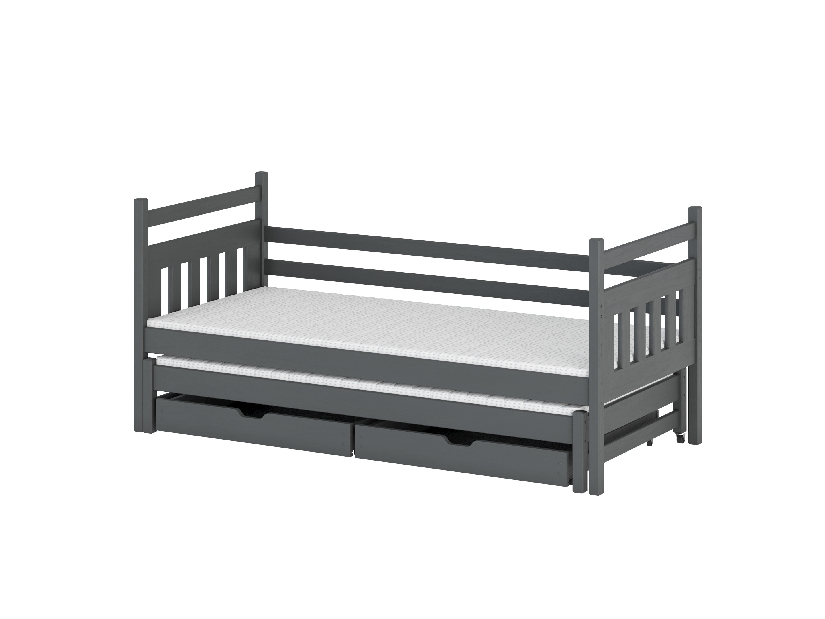 Detská posteľ 90 x 200 cm DANNY (s roštom a úl. priestorom) (grafit)
