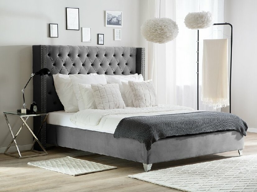 Manželská posteľ 180 cm LUBECK (s roštom) (sivá) *bazár