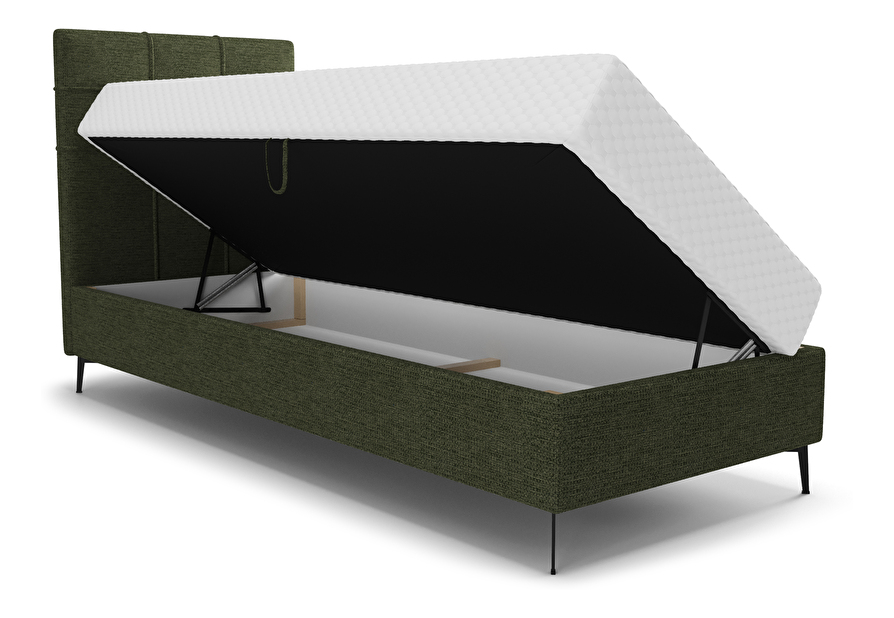 Jednolôžková posteľ 90 cm Infernus Bonell (tmavozelená) (s roštom, s úl. priestorom)