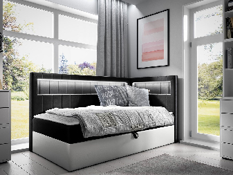 Jednolôžková posteľ 100 cm Rivaldi 3  (biela + čierna) (s roštom, matracom a úl. priestorom)