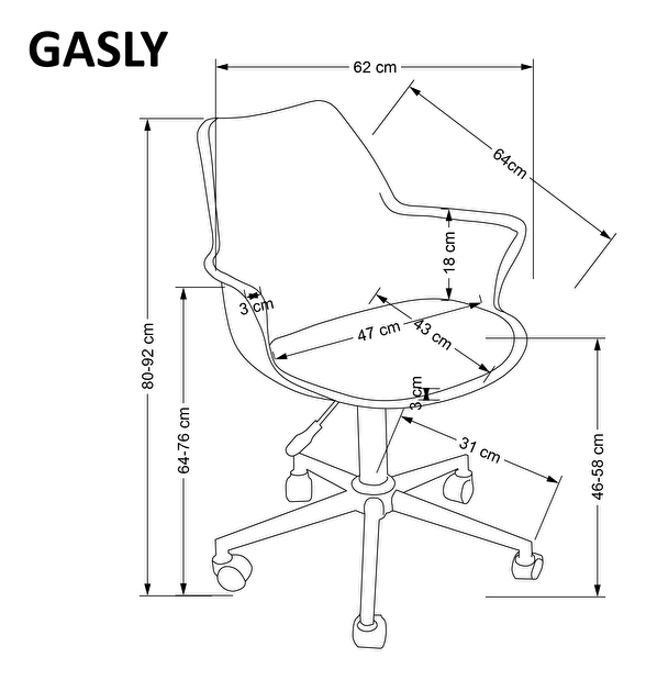 Kancelárska stolička Gassy (ružova)