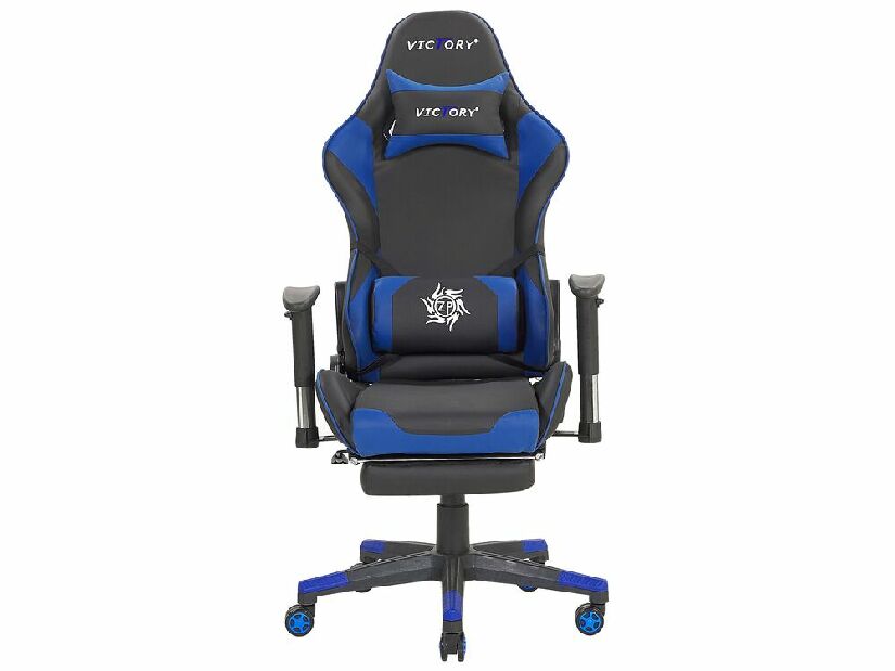 Kancelárska stolička VITTORE (syntetická koža) (čierna + modrá)